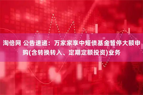 淘倍网 公告速递：万家家享中短债基金暂停大额申购(含转换转入、定期定额投资)业务