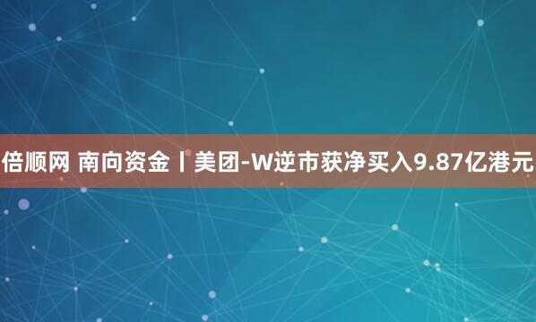 倍顺网 南向资金丨美团-W逆市获净买入9.87亿港元