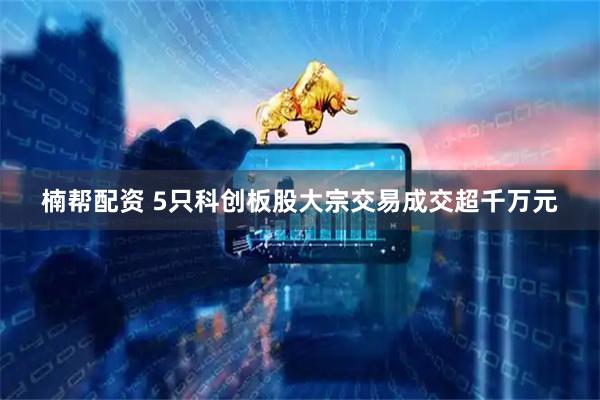 楠帮配资 5只科创板股大宗交易成交超千万元